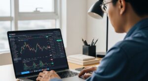 Trader Việt Nam đang giao dịch và trải nghiệm thực tế trên sàn Gate.io, theo dõi biểu đồ coin.